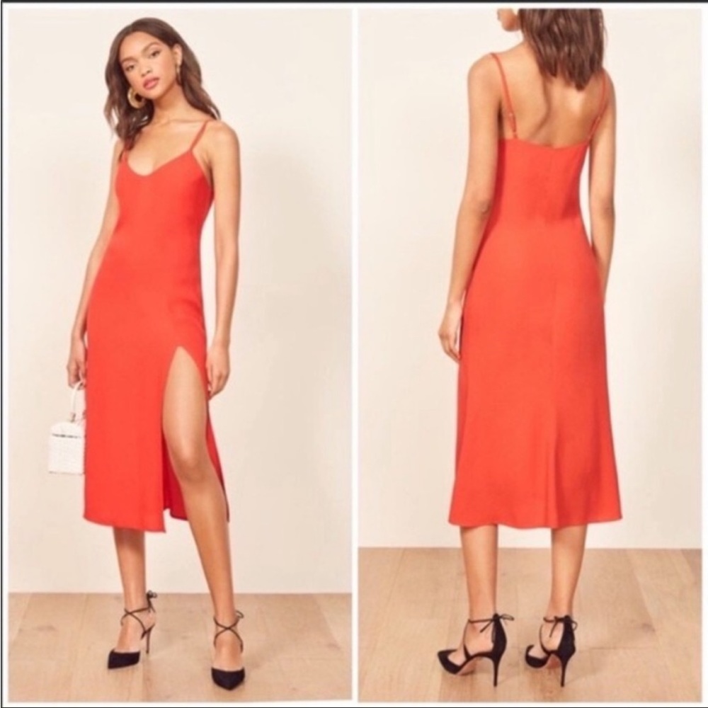 Reformation “Crimini” dress in solid red/orange - Picture 2 of 7